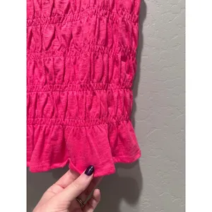 Universal Thread Hot Pink Cotton Smocked‎ Tank Top Size Small Barbie Summer thumbnail 6