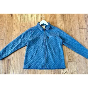 L.L. Bean blue quilted full zip collared sweater size small thumbnail 3