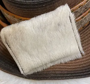 Hair on Hide Genuine Leather Card Holder with snap closure. Made in USA thumbnail 2