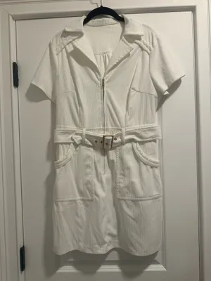 White Corduroy Mini Dress thumbnail 1