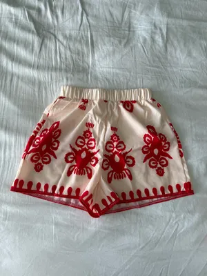 Cream And Red Printed Two-Piece Lounge Set thumbnail 2