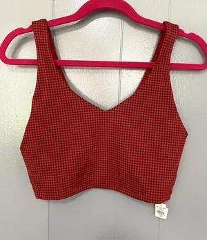 NEW Aerie Offline Red Herringbone Recharge Least Support Athletic Sports Bra M thumbnail 1