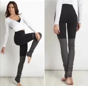 Alo Yoga Goddess Ribbed Leggings Black Charcoal Colorblock Size M thumbnail 2