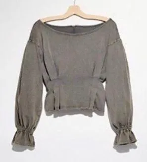 Free People Super Cute Grey Top Sweatshirt thumbnail 5