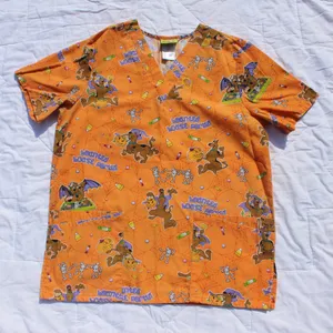 Scooby Doo Scrub Top Halloween Orange Small S thumbnail 1