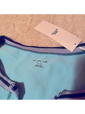 $60 NWT Urban Outfitters Out From Under Go For Gold Baby Blue Seamless Long Slee thumbnail 8