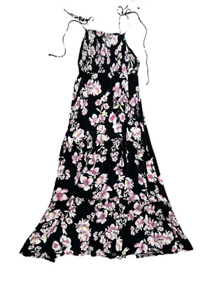 Free People Intimately FP Women’s Garden Party Black Floral Tie Strap Maxi Dress thumbnail 6