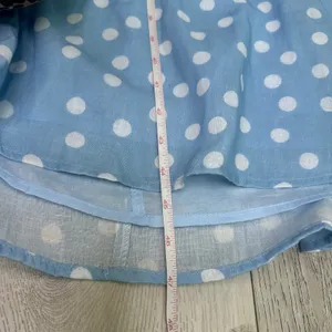 Indikah Lorcan strapless ruffle dotted midi white blue dress tie back‎ tiered XL thumbnail 7