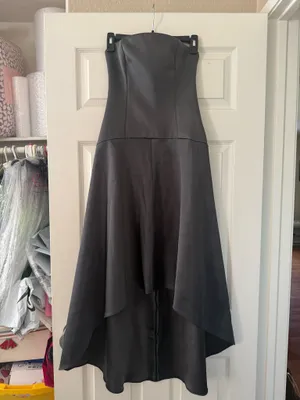 BNWT Zara Dark Gray ZW Collection Asymmetric Satin Dress thumbnail 6