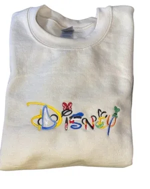 Disney Spell Out Character Embroidered Logo Sweatshirt NWOT thumbnail 1