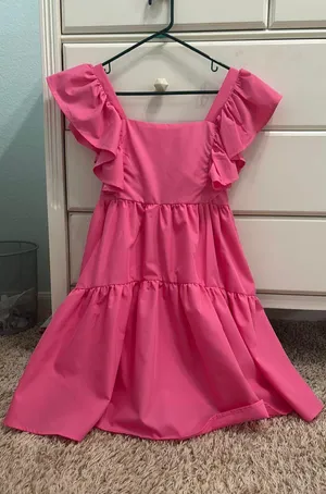 boutique flutter sleeve hot pink fit and flare midi dress thumbnail 2