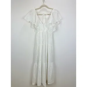 Madewell Tie Back Flutter Sleeve Tiered Midi Dress White Cottagecore US 00 NWT thumbnail 10