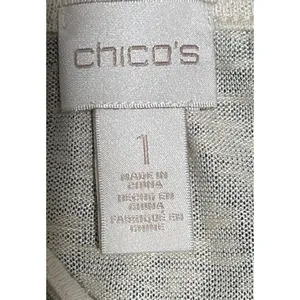 Chicos Boho Top Abstract Tribal Inspired Print Crochet Lace Artsy Size 1 Medium thumbnail 3