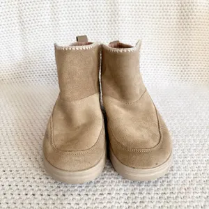 Hey Dude Mel Suede Ankle Boots Beige Sand Woven Panel Women Size 7 38 thumbnail 3