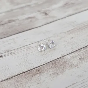 Clear Gem Stud Earrings 0.25" thumbnail 3