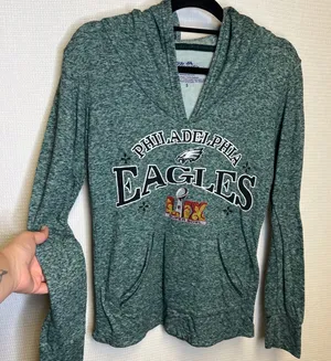 Majestic Threads Philadelphia Eagles Super Bowl LII Heather Green Hoodie Small thumbnail 1