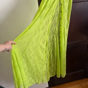 URBAN OUTFITTERS Connie Neon Yellow Lace Button Front Maxi Dress | Small thumbnail 6