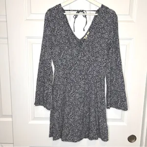 ROXY Blind‎ Dreams Dress Long Sleeve V Neck Floral Mini Flared Sleeve Small thumbnail 2