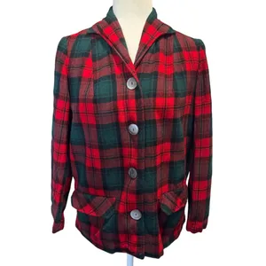 1960s Pendleton “49er” Wool Jacket – Vintage Red & Green Tartan Plaid – XS/S thumbnail 2