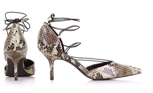 Topshop Snake Print Lace Up Heels 6.5 kitten heel NEW thumbnail 1