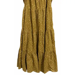 Madewell Ruffle-Sleeve Tiered Midi Dress in Daisy Stitch Weathered Olive Size L thumbnail 5