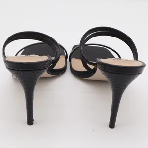 Steve Madden Womens Black Snakeskin Embossed Square Toe Strappy Heels 8.5 thumbnail 4
