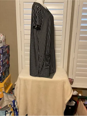 SHEIN Black and White Vertical Stripe Midi Dress thumbnail 2