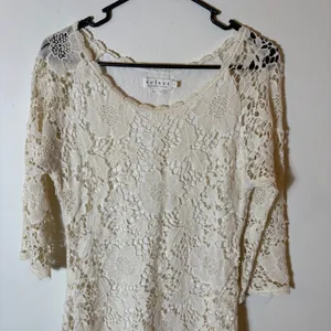 Velvet by Graham & Spencer Lace Dress Crochet‎ Overlay Cream Floral Size Small thumbnail 2