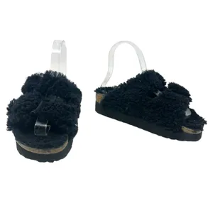 Birkenstock Papillio Arizona Big Buckle Shearling Sandals Teddy Black Size 36‎ thumbnail 4