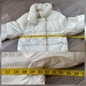 A New Day Women’s Cropped Puffer Jacket Pearl Medium Shiny Y2K Streetwear thumbnail 8