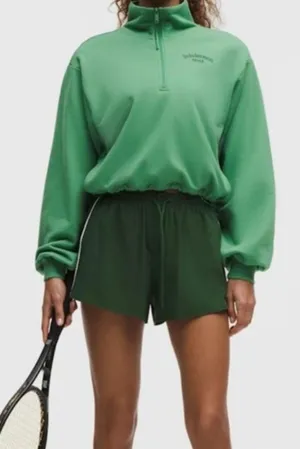 Lululemon Green Cotton Terry Tennis Half Zip Deuce Size M New thumbnail 1