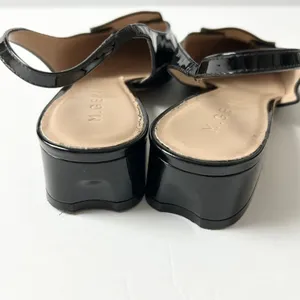 M.Gemi Black Patent Leather Woven Pointed Slingback Block Heel 40.5 IT 9.5 US thumbnail 5