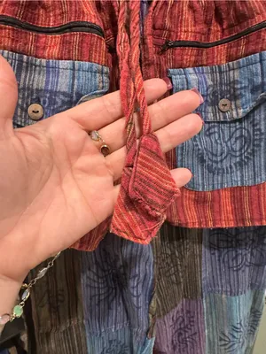 Hippie Patchwork Cotton Pants – Size Small Red thumbnail 5