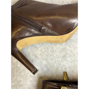 Vince Camuto Brown Leather Ankle Boots Womens Stiletto Heel Buckle Booties thumbnail 7