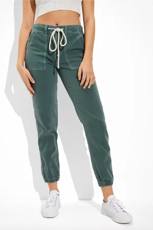 (C149) American Eagle Stretch Tomgirl Cargo Utility Jogger Pants Dark Green 00 thumbnail 1