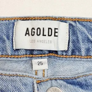 AGOLDE Nico High Rise Straight Leg Jeans Light‎ Wash Distressed Raw Hem Size 25 thumbnail 7