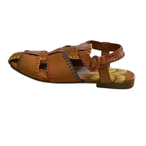 Farm Rio Womens Brown Leather Multi Color Whipstitch Fisherman Sandals 304658 thumbnail 5