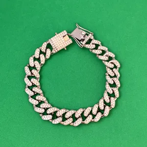 Titanium Steel Link Chain Bracelet for Men Women,CZ Cubic Zirconia Punk Hip Hop Bracelet thumbnail 1