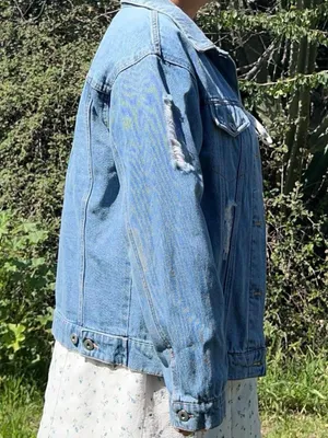 Love Tree blue denim distressed jacket thumbnail 2