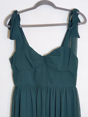 Lulus Green Chiffon Formal Dress with Tie Straps Size Large NWT Wedding Guest thumbnail 4
