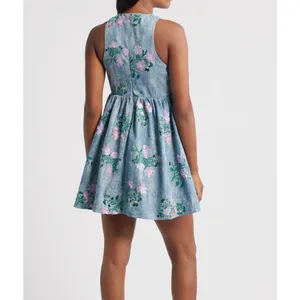 Sister Jane Azul Blue Denim Sequin Floral Minidress NWT Size S thumbnail 2
