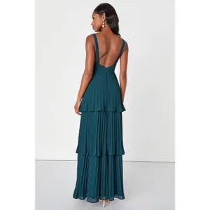 Lulus Luxe Perfection Green Pleated Tiered Backless Dress Holiday Extra Large thumbnail 3