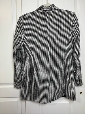 Zara Women’s Houndstooth Double Breasted Blazer Black White Size M Jacke thumbnail 5