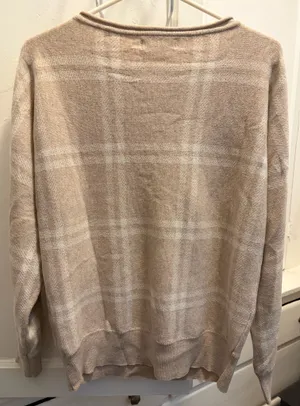 Cozy Plaid Crewneck Sweater - Beige / Cream Size S thumbnail 6