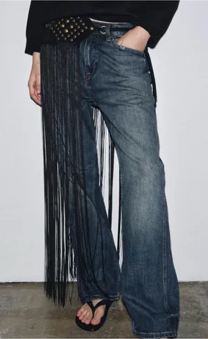 Zara Limited Edition Studded Tassel Sash Belt Black Gold Size US 30 New thumbnail 1