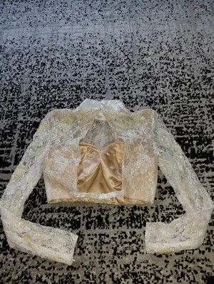 Sherri Hill Size 00 White Pearl Beaded Lace Open Back Cropped Prom Top High Neck thumbnail 9