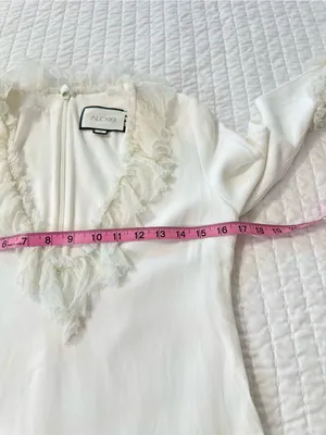 Alexis Barbara Azura Ivory Bell Long Sleeves V-Neck Ruffle Mini Dress Boho Sz M thumbnail 8