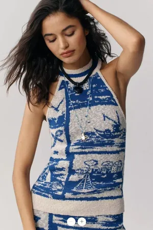 Anthropologie Maeve Nautical Halter Tank Sweater thumbnail 1