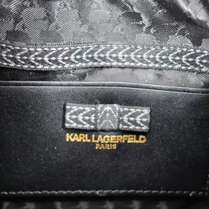 Karl Lagerfeld Paris Charlotte Crossbody Leather Black Gold Chain‎ Round Pattern thumbnail 5
