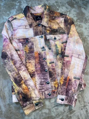 Figi Jeans Acid Wash Denim Jacket featuring abstract paint splatter thumbnail 1